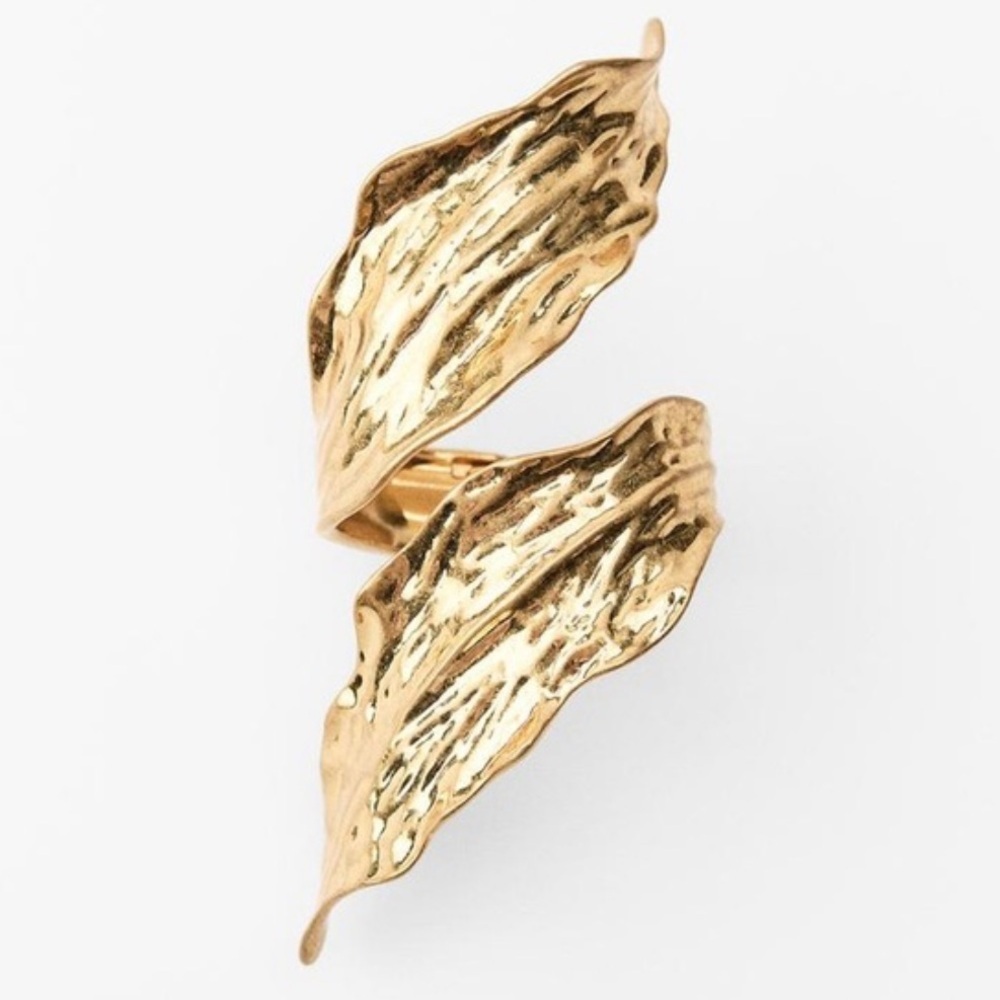 Zara NWOT gold metal leaf arm cuff 1856/034 - Picture 7 of 8